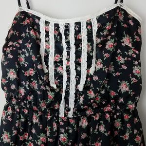 Lush Floral Silky Lace Spaghetti Strap Dress